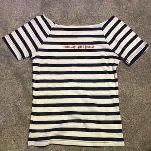 Navy blue and white stripes T-shirt